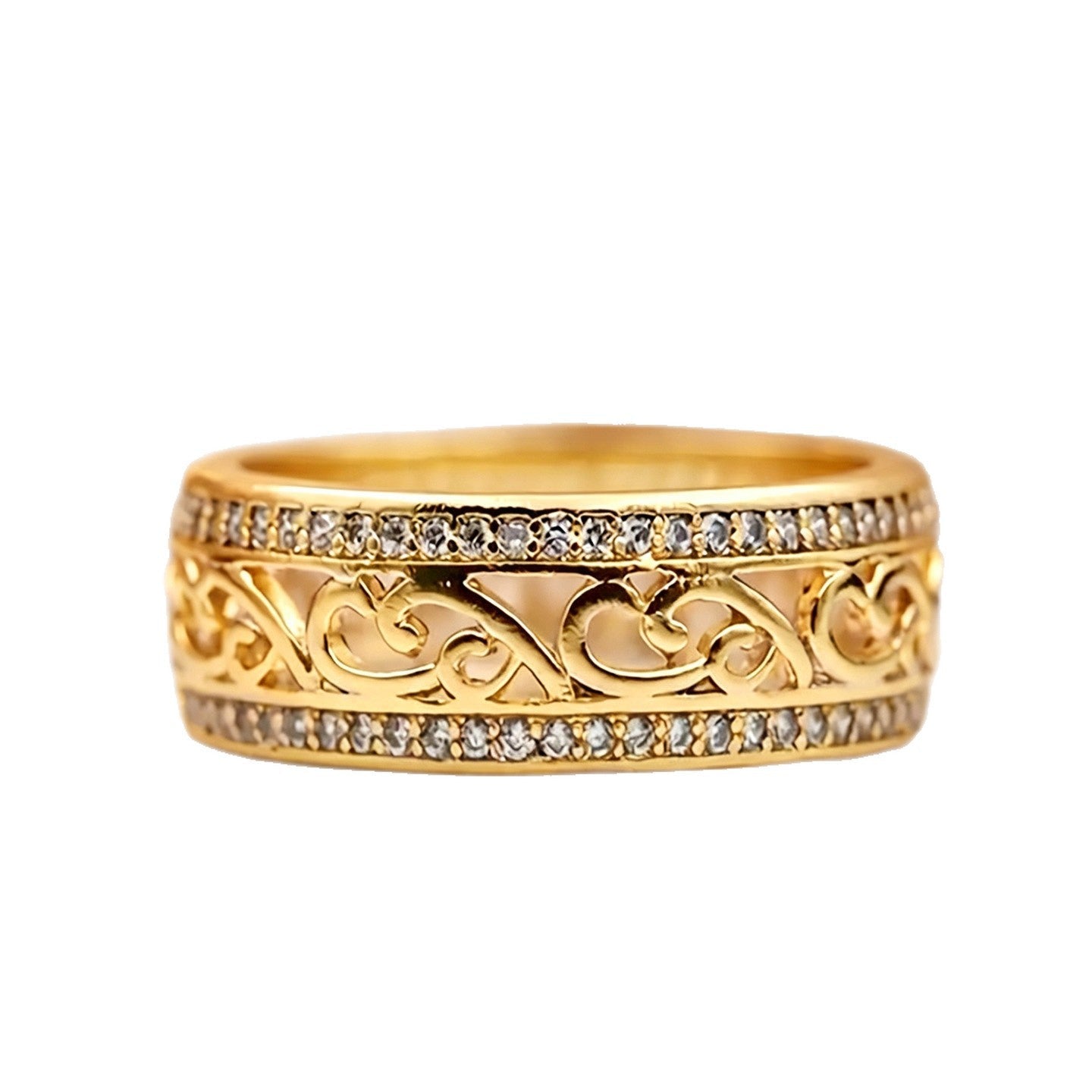 European And American-style Personalized Hollow-out Zircon Light-luxury Trendy Ring