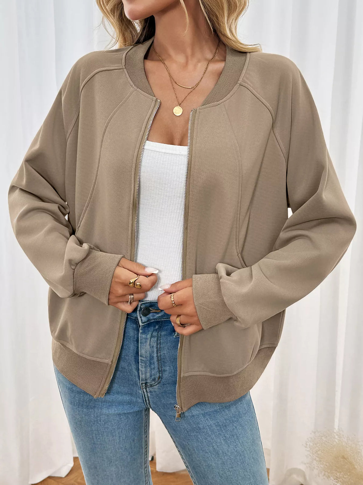 Zip Up Raglan Sleeve Jacket