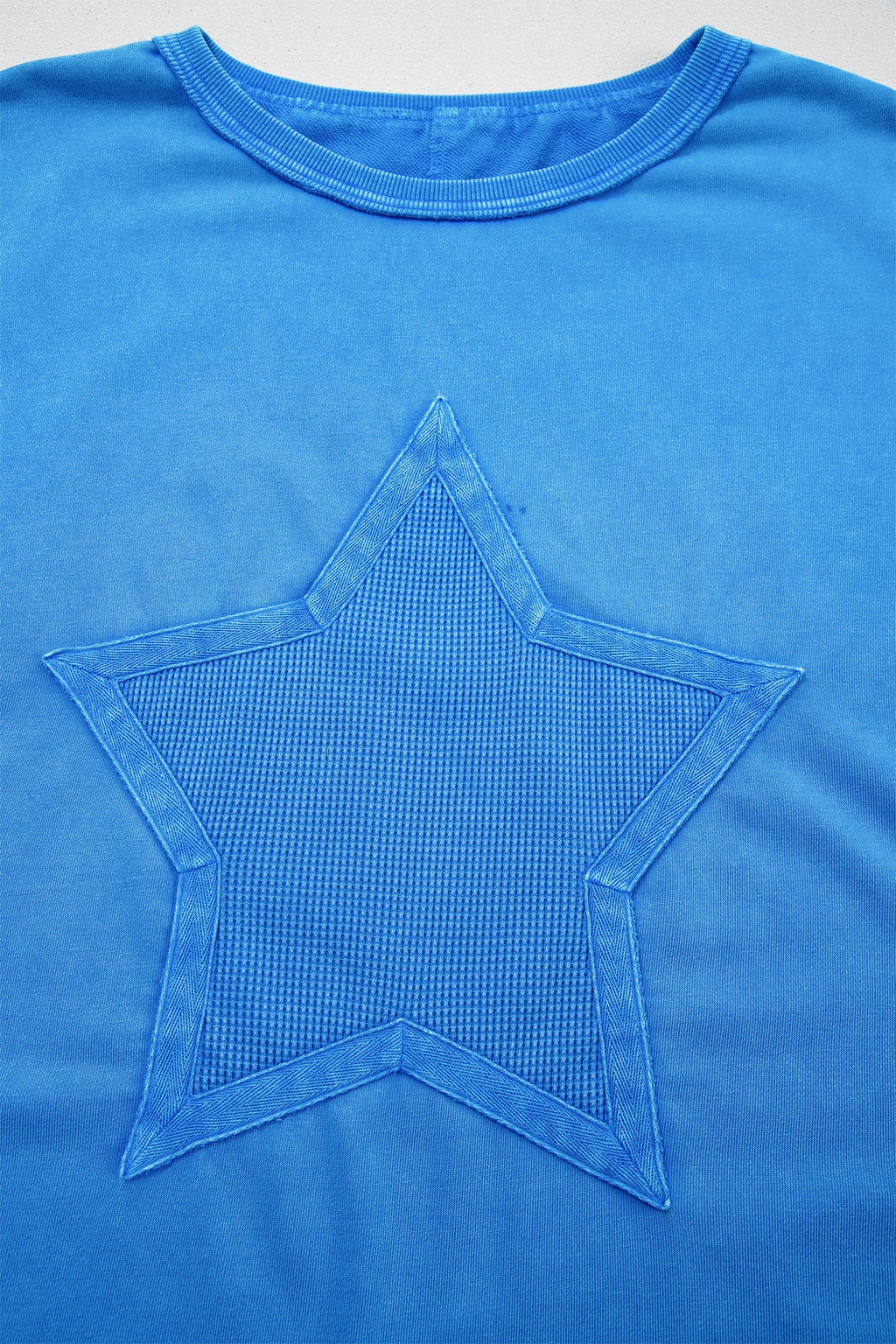 Star Waffle Knit Patchwork Mineral Wash Oversized Tee