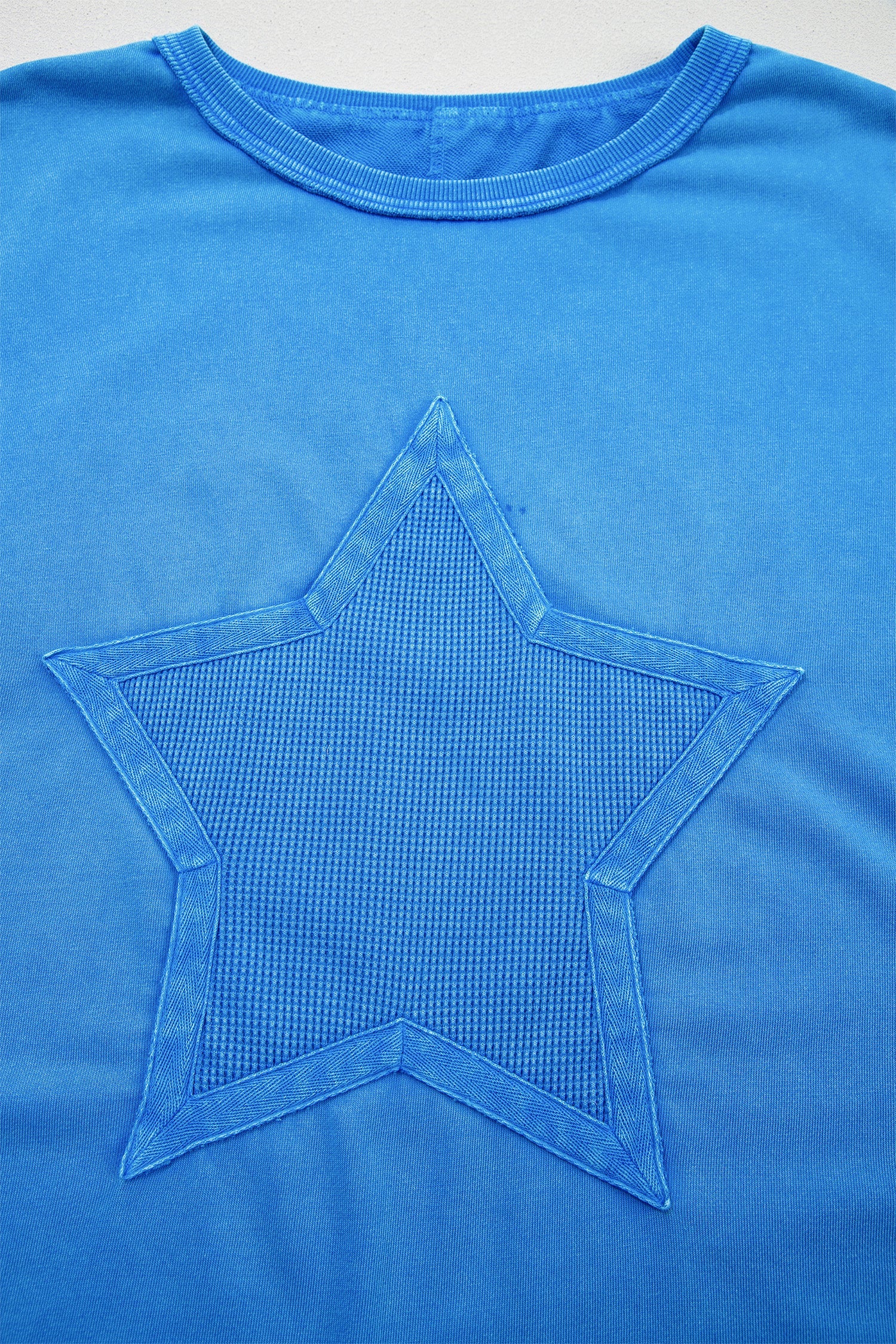 Star Waffle Knit Patchwork Mineral Wash Oversized Tee