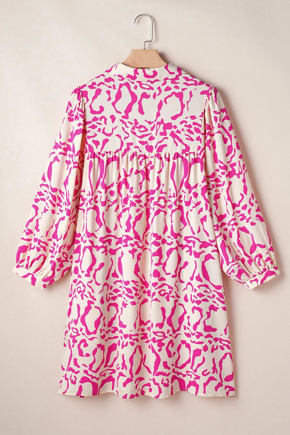 Ivory Abstract Print Long Sleeve Mini Dress