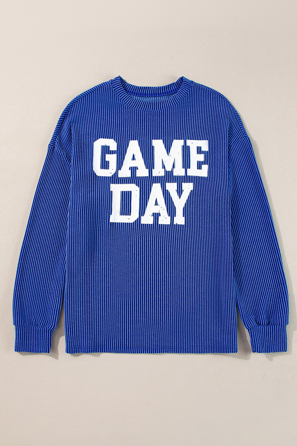 GAME DAY Textured Long Sleeve Crewneck Top