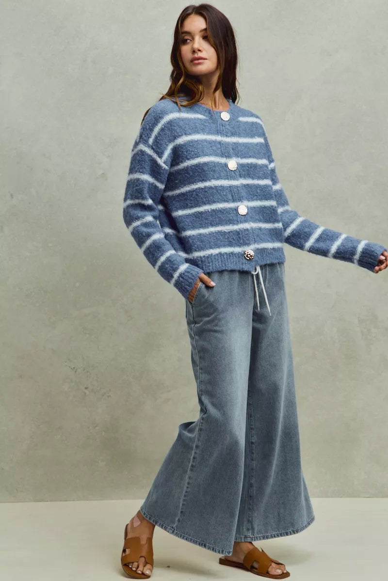 SO ME Mid Rise Elastic Waist Flare Denim Jeans