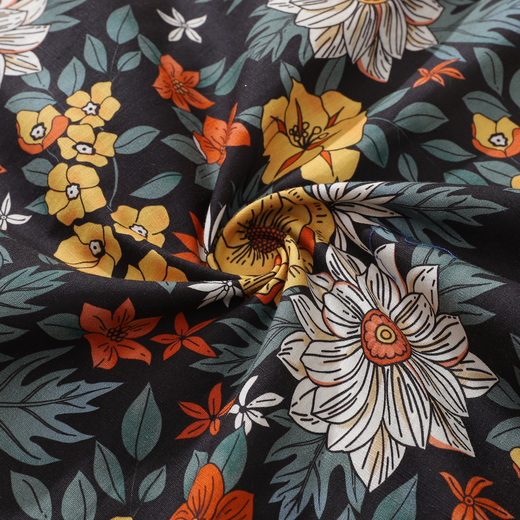 Autumn Garden Print Short Sleeve 100% Cotton Camp Collar Shirt