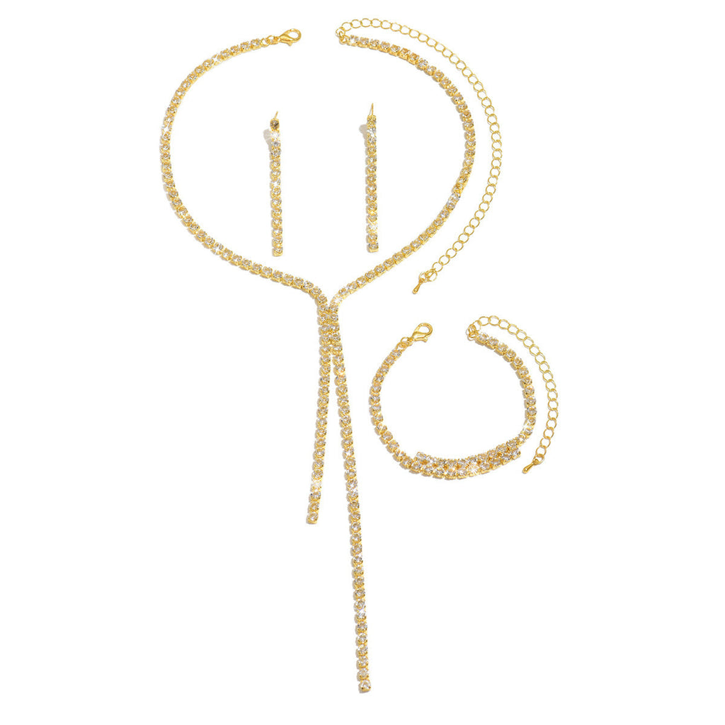 Bridal Wedding Accessories, Dazzling Diamond Tassel Necklace, Earrings, Bracelet, Earring Set, Jewelry Set Wholesale