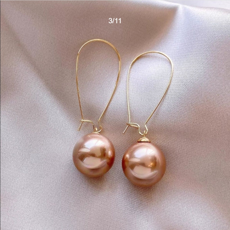 Autumn Winter Champagne Pearl Earrings For Women