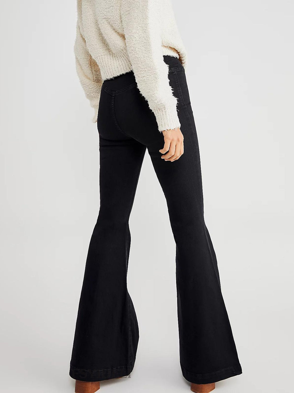 Asymmetric Waist Flare Jeans | High Rise Bohemian Denim