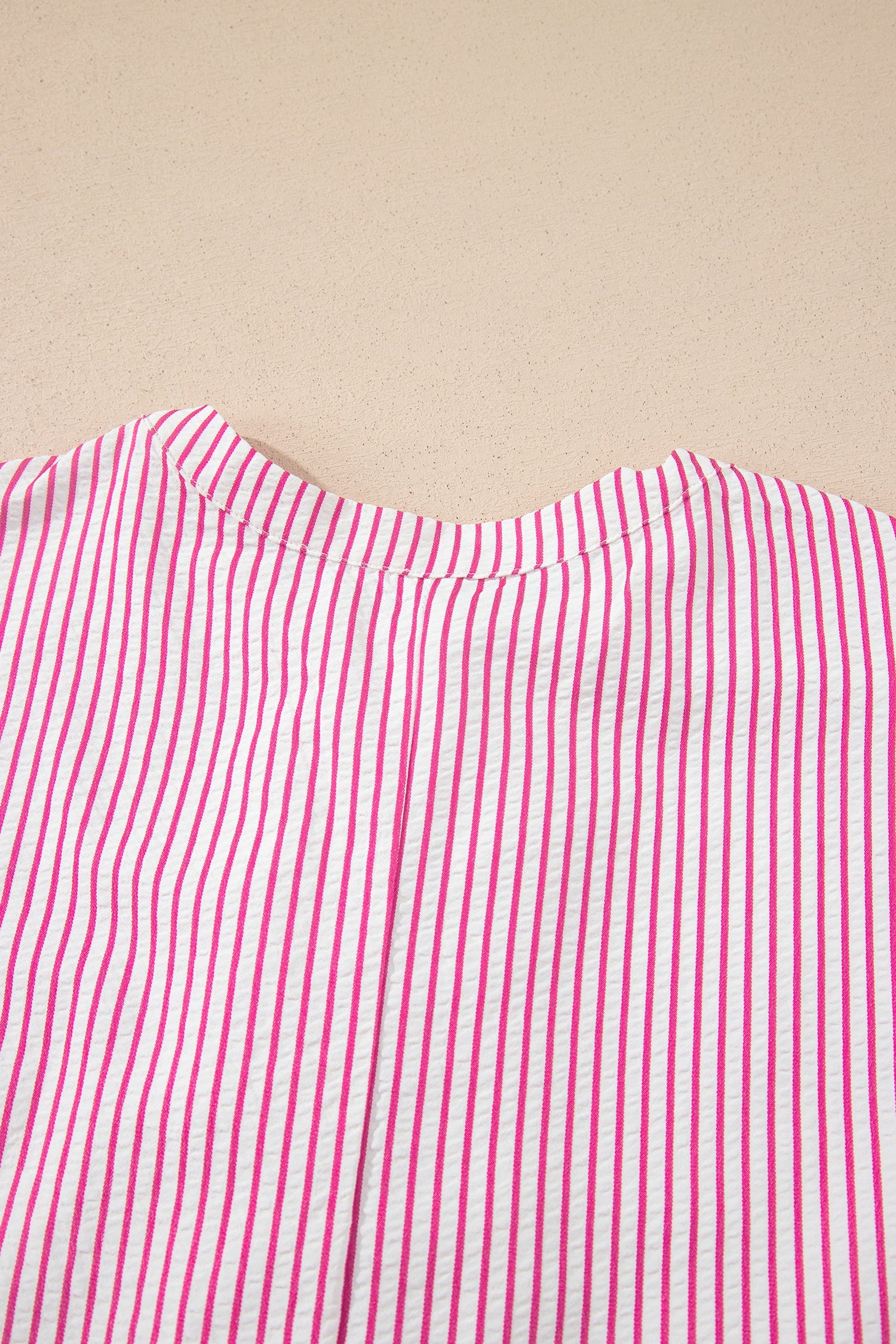 Striped Short Sleeve Long Dress with Half Button Front