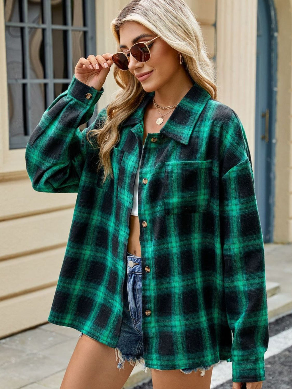 Brown and Black Plaid Long Sleeve Button-Down Collared Shirt - Image 9