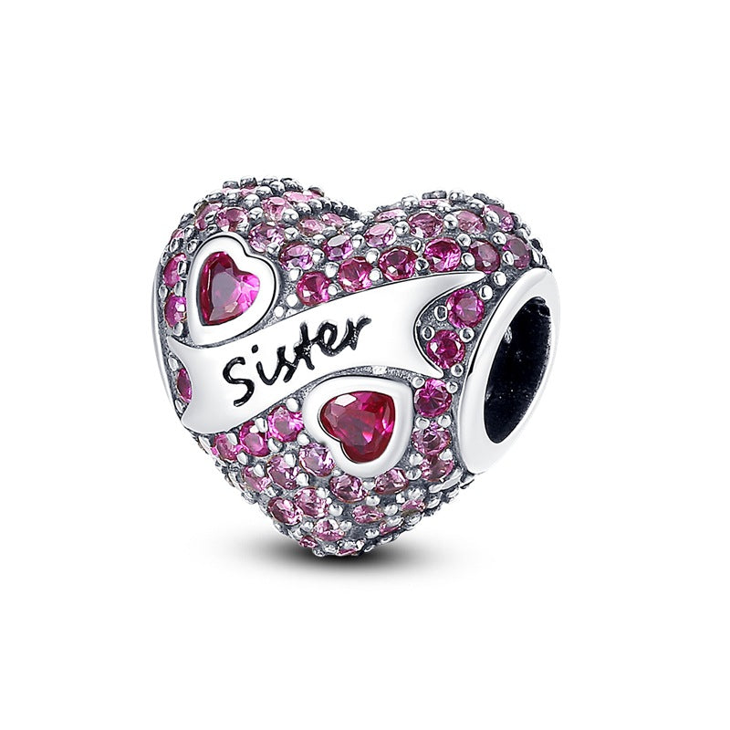 Sisterhood Friendship Heart Pendant Necklace, Silverplated Charm
