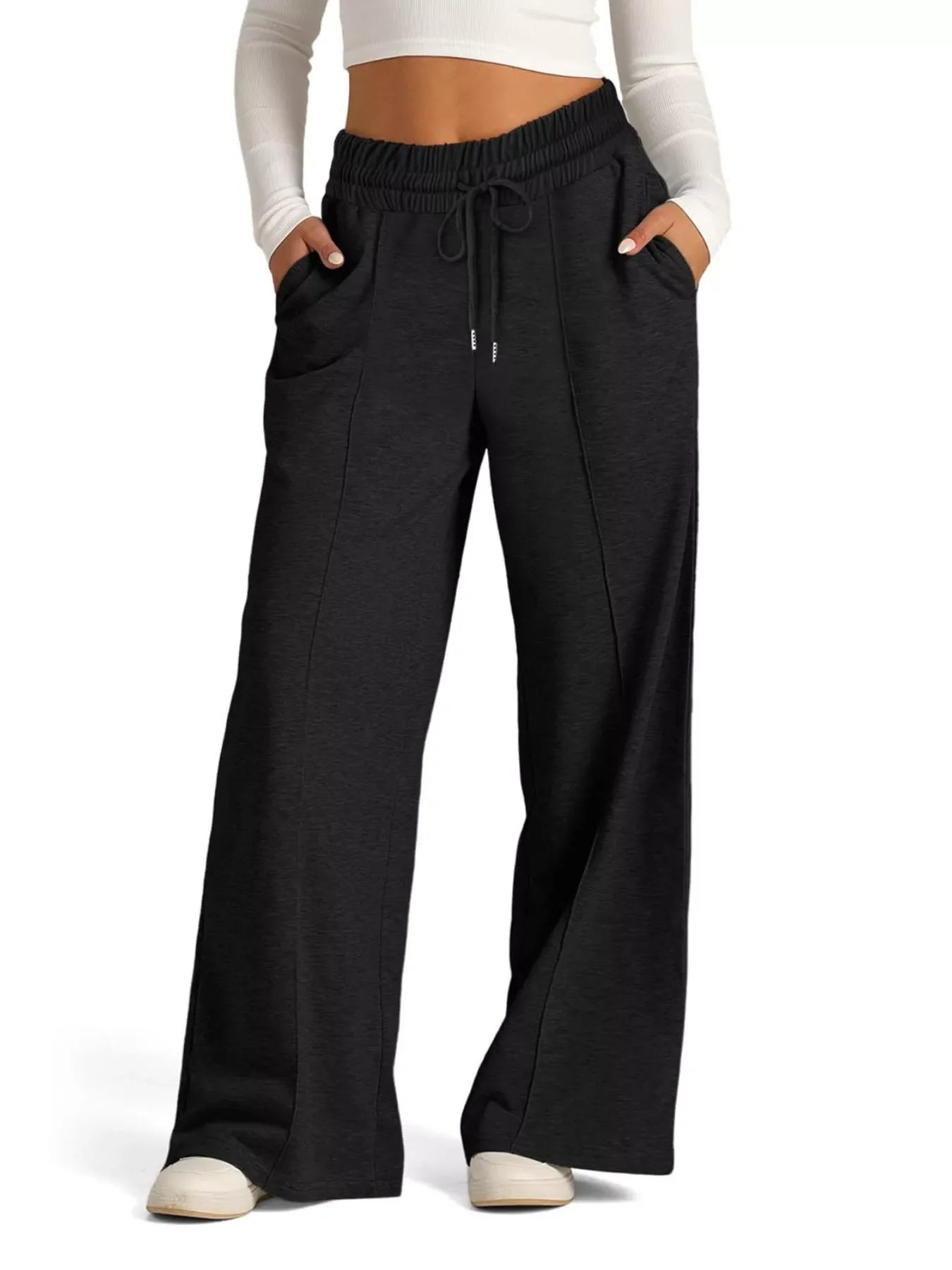 Women's Wide Leg Drawstring Lounge Pants with Pockets