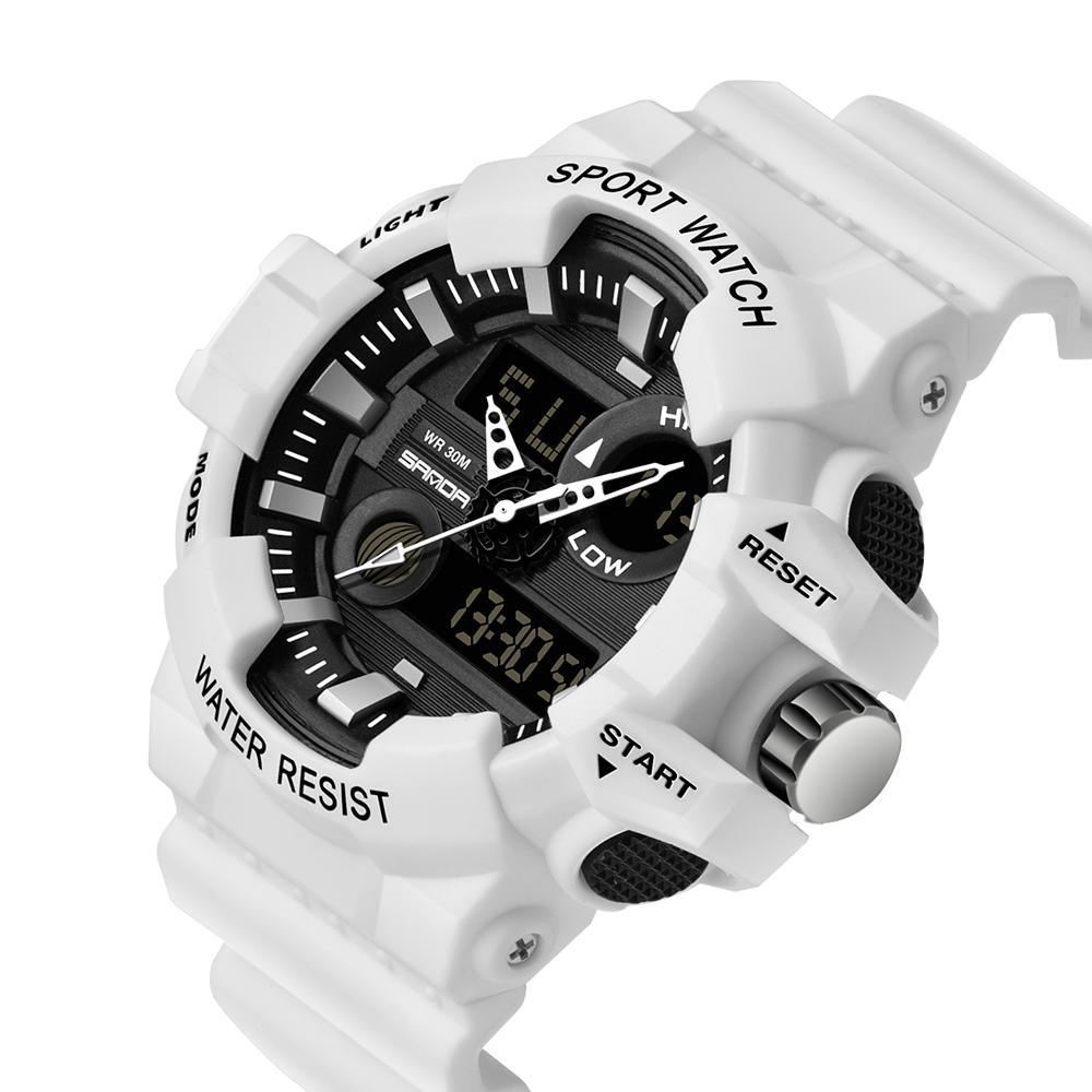 Stevvex White G-style digital sport watch with large 55mm face