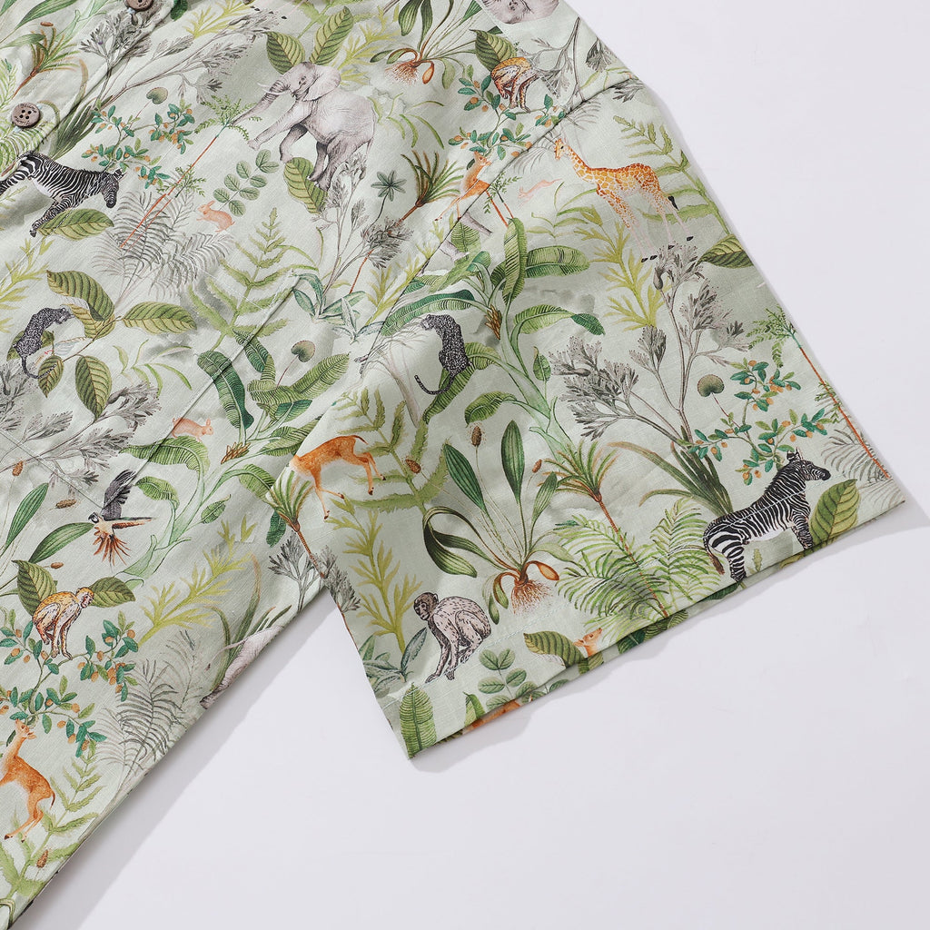 Jungle Quest Tropical Print Short Sleeve 100% Cotton Shirt