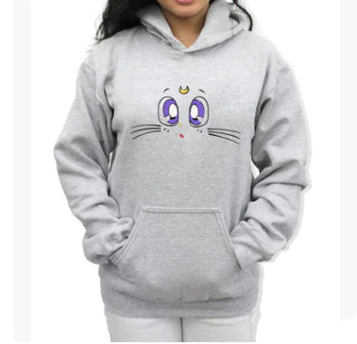 Women's Hooded Sweatshirt with Cute Cat Design
