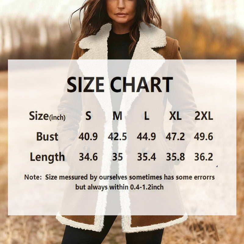 Women's Suede-Look Trench Coat with Fleece Lining and Lapel - Image 3
