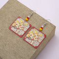 Designer Geometric Square Womens Branch And Flower Transparent Acrylic Earrings