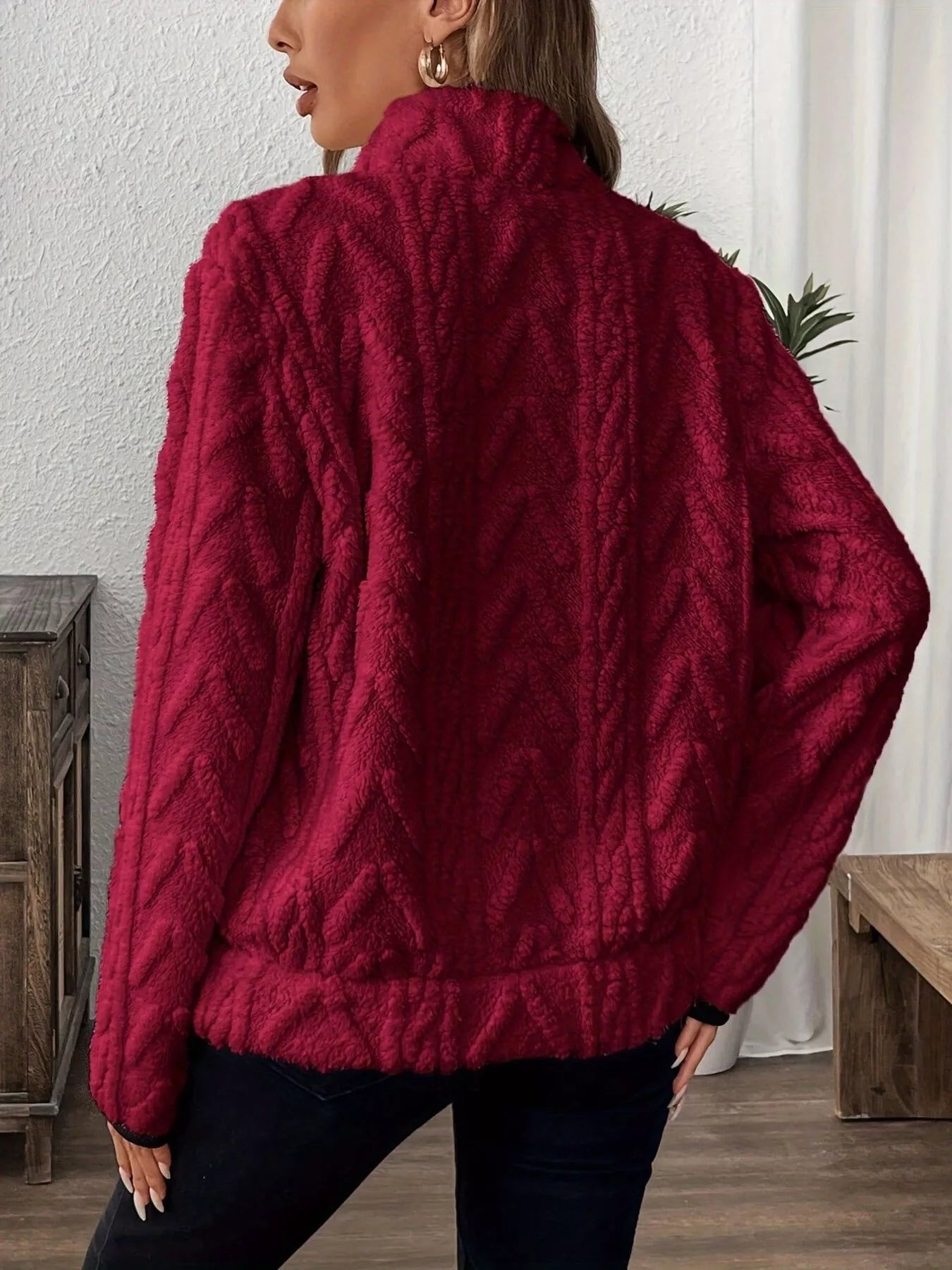 Full Size Fleece Half Zip Sweatshirt Plus Size