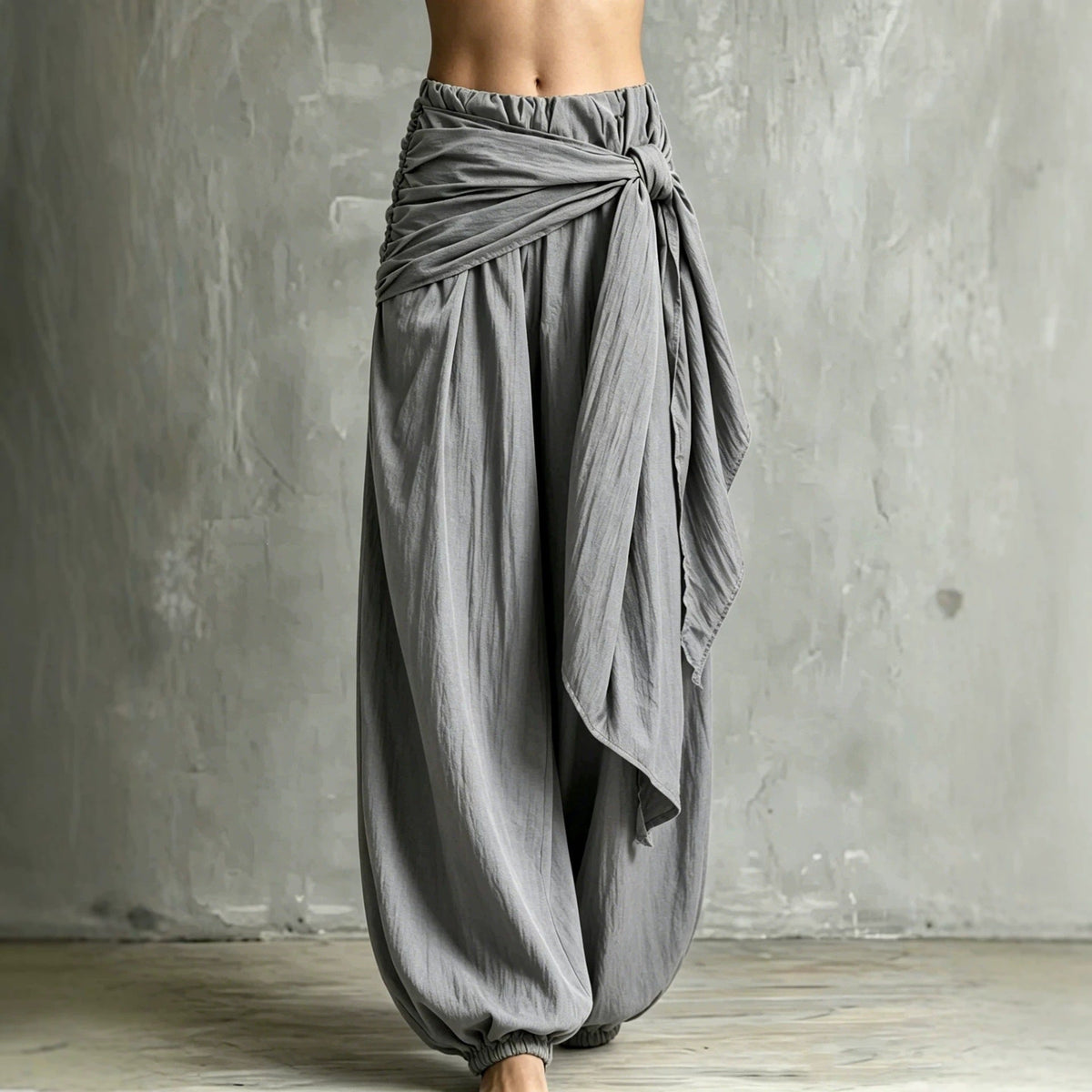 Women's High-Waist Tie-Waist Wide-Leg Pants