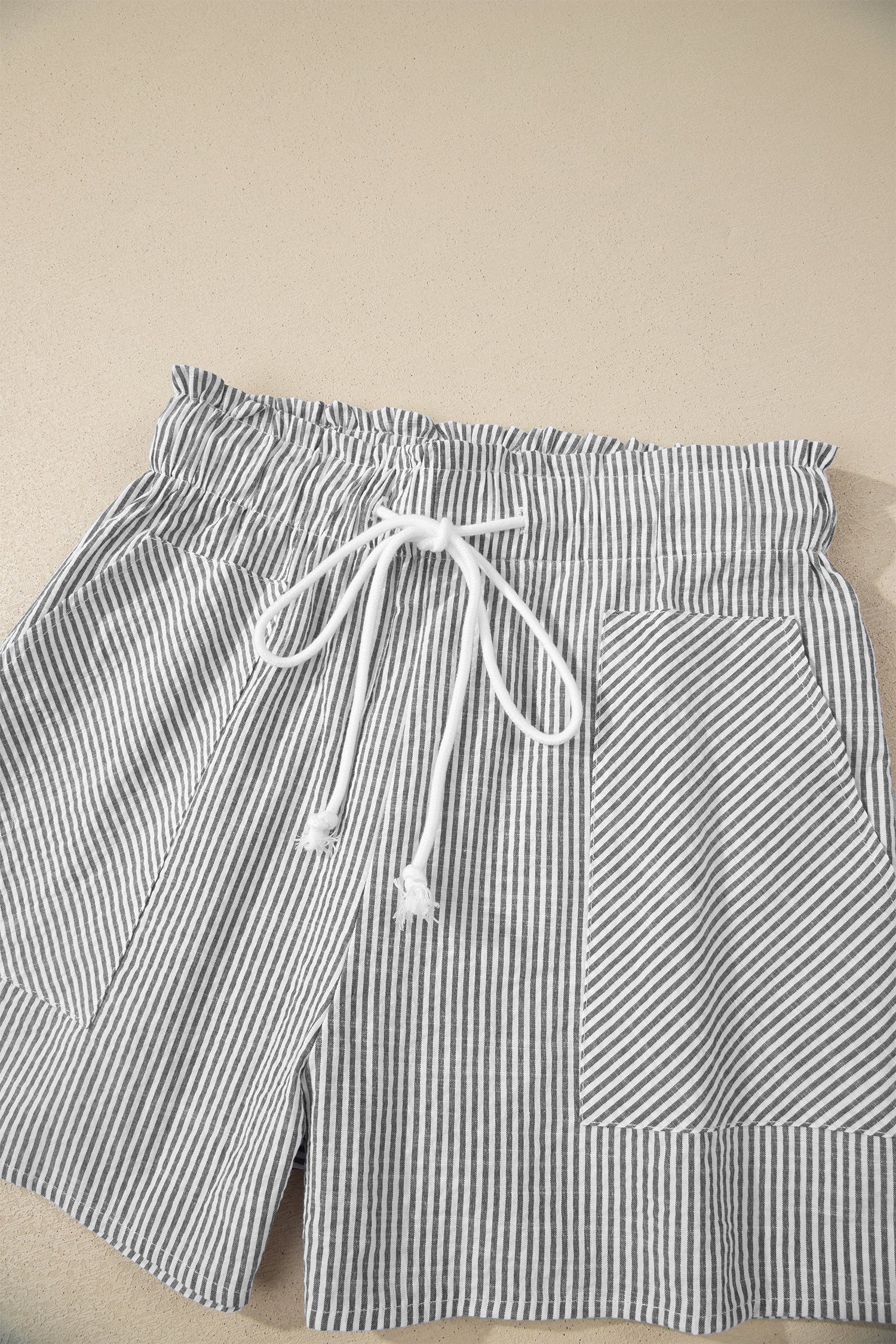 Stripe Lace-Up Elastic Waist Pocketed Shorts