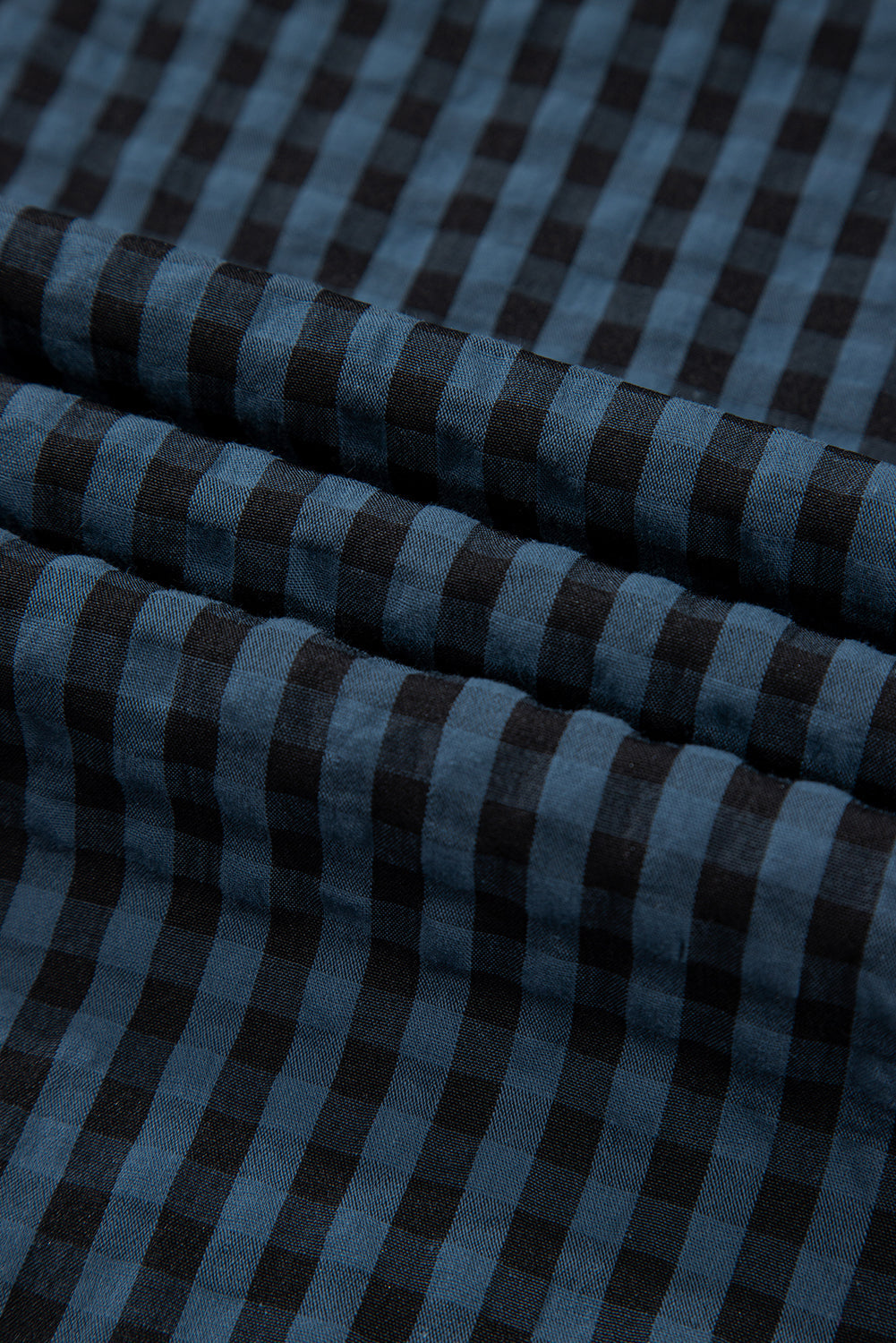 Sail Blue Plaid Print High Waist Overall with Pockets