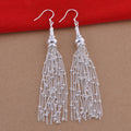 925 Sterling Silver Long-Thread Tassel Earrings