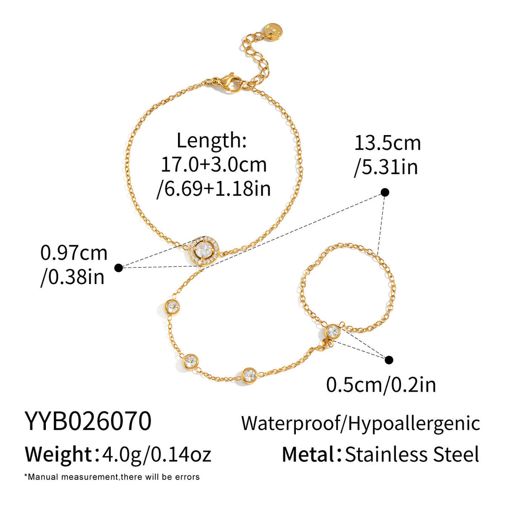 Stainless Steel Zircon Fingerless Bracelet Titanium Steel