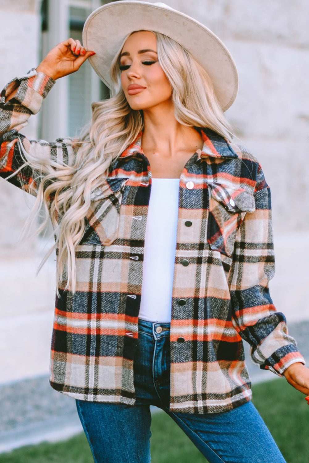 Brown Plaid Flannel Shacket | Button-Up Long Sleeve
