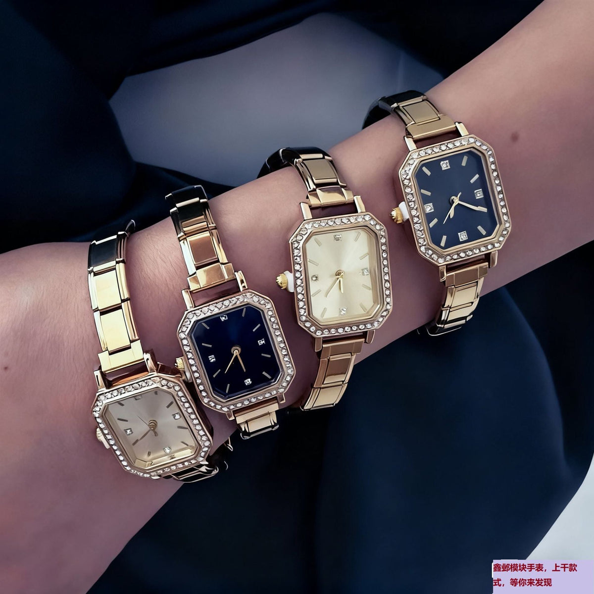 Stylish Square Watch For Women With A Chic Diamond-embellished DesignDIY Customizable