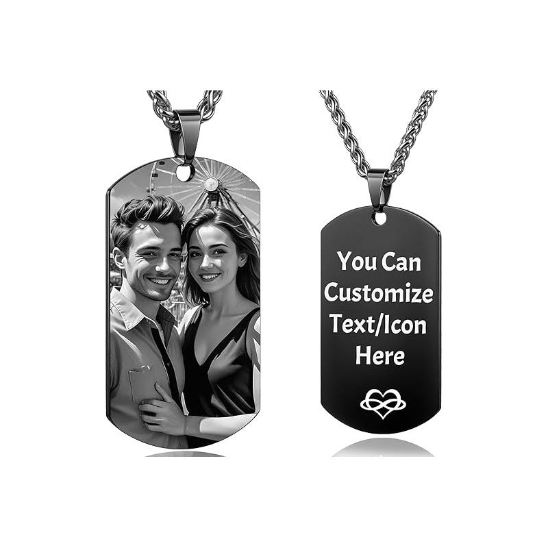 Customized Alloy Necklace With Lettering And Photo Exchange
