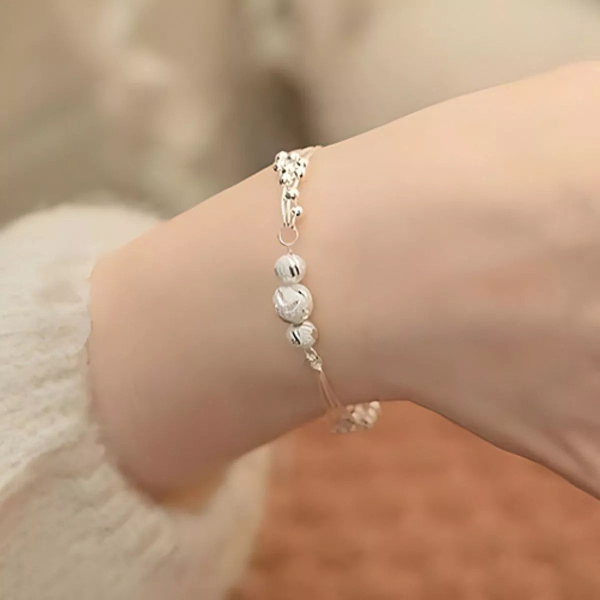 925 Sterling Silver Bead Chain Bracelet