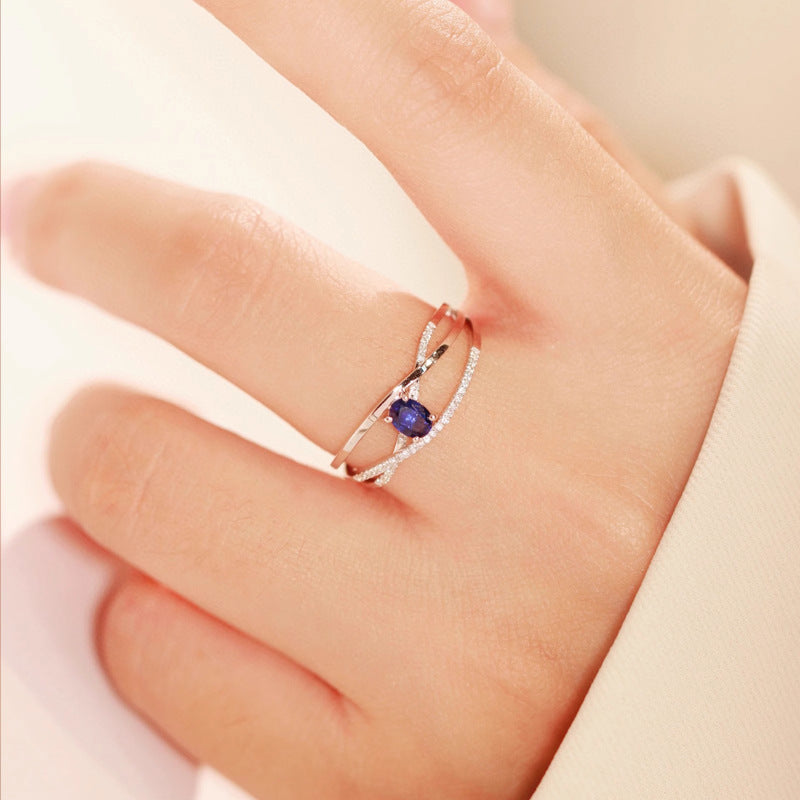 Womens High-Carbon Crystal Egg-Shaped Ring