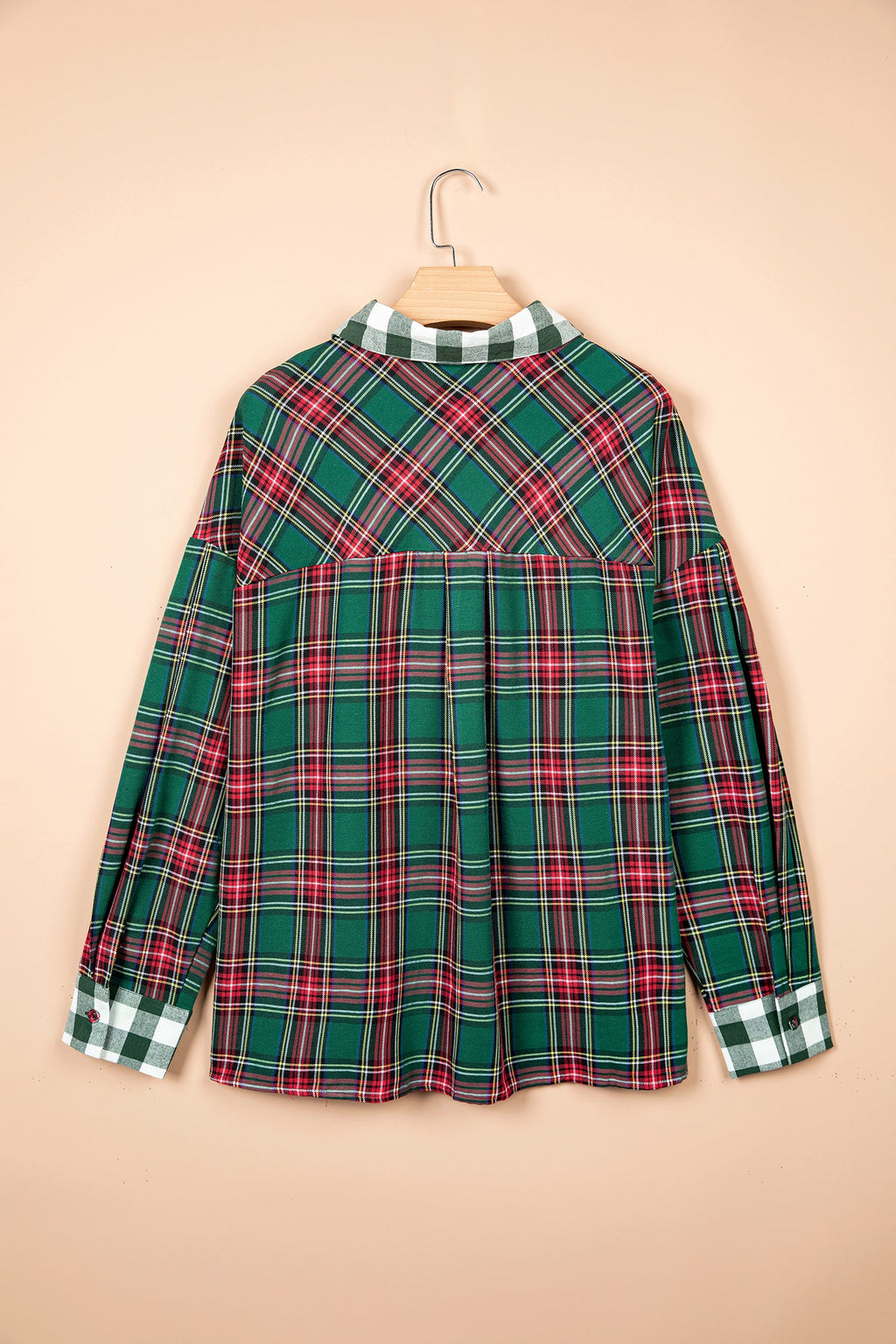 Plus Size Plaid Long Sleeve Buttoned Shirt