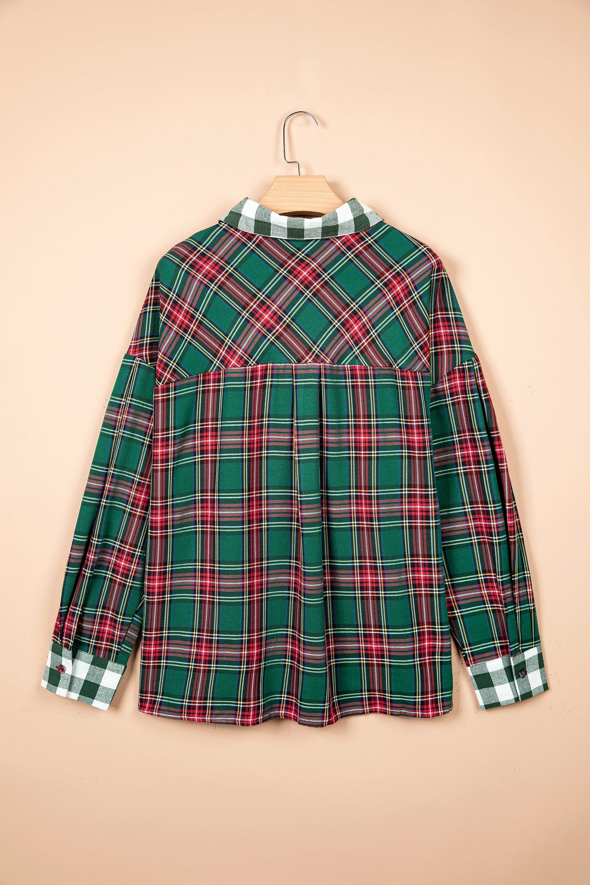 Plus Size Plaid Long Sleeve Buttoned Shirt