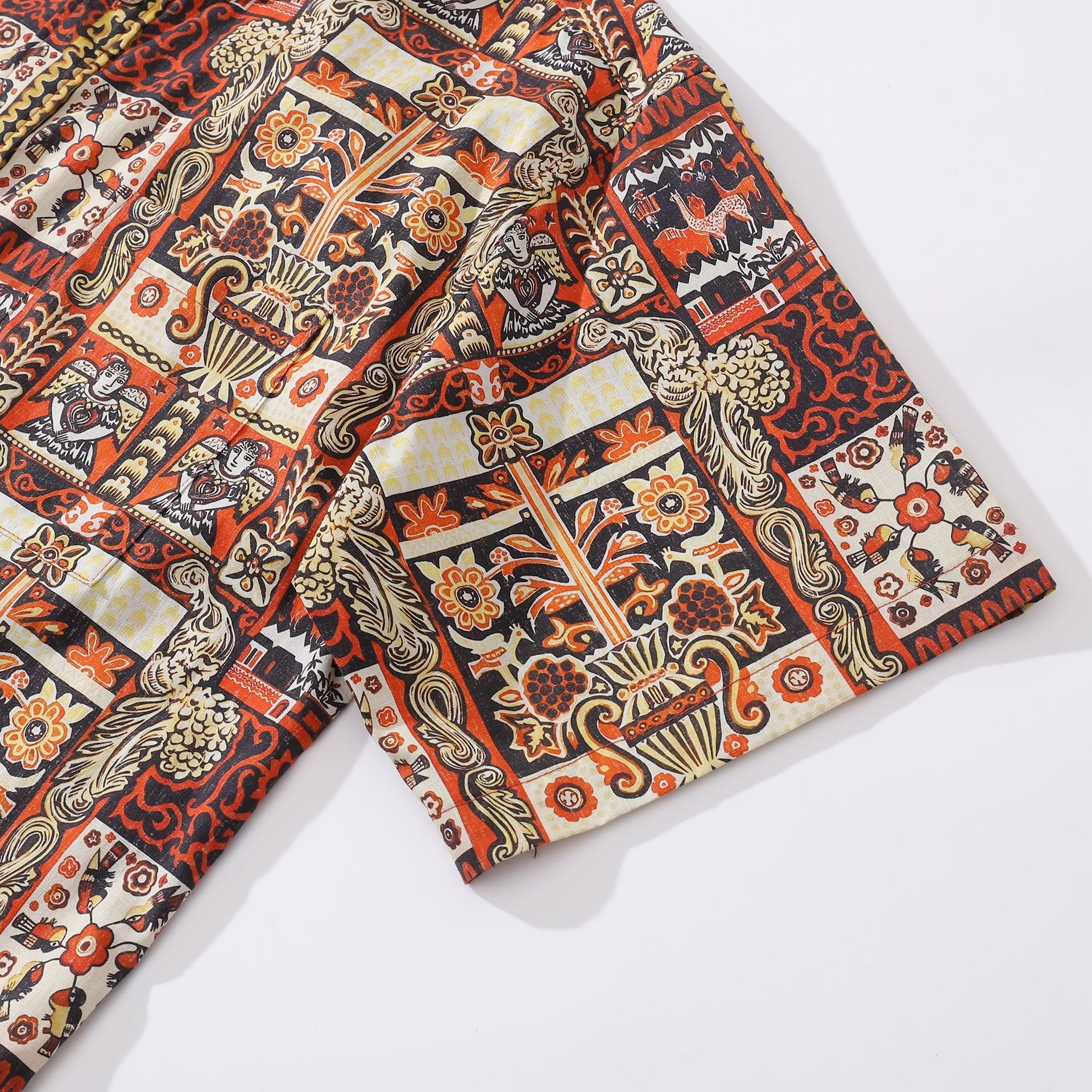 Mystical Totem Print Short Sleeve Cotton Aloha Shirt