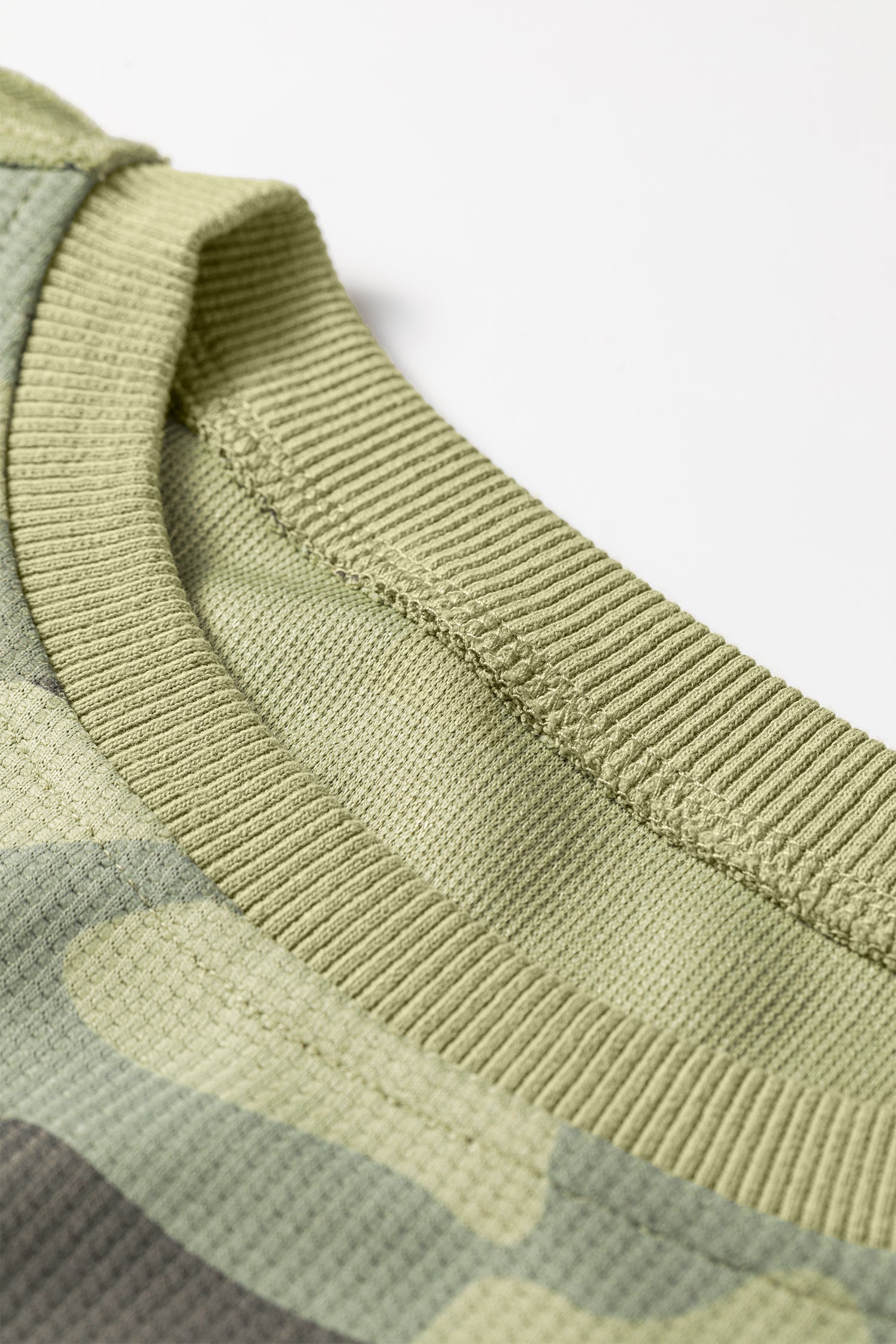 Camo Waffle Knit Reverse Seam Long Sleeve Top
