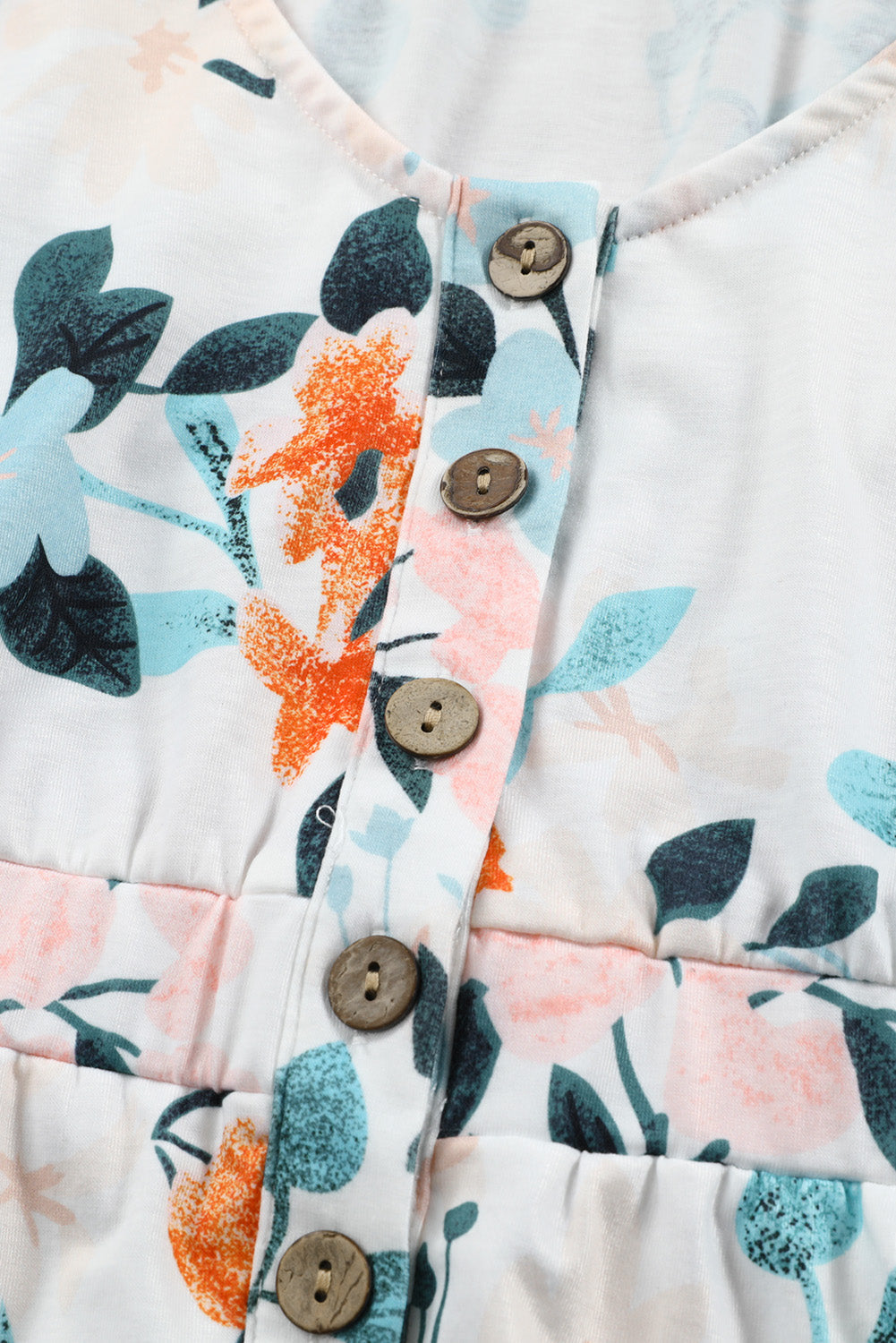 Floral Sleeveless Button Up Waist Mini Dress