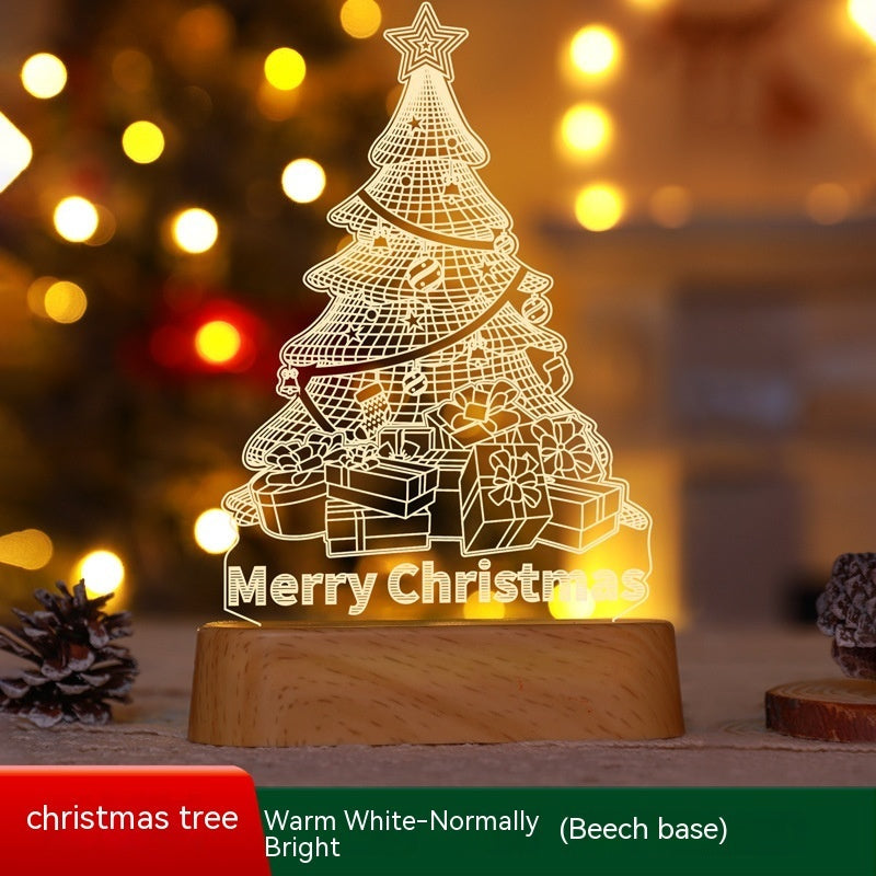 3D Acrylic LED Night Light Festive Holiday Home Decor Ornament