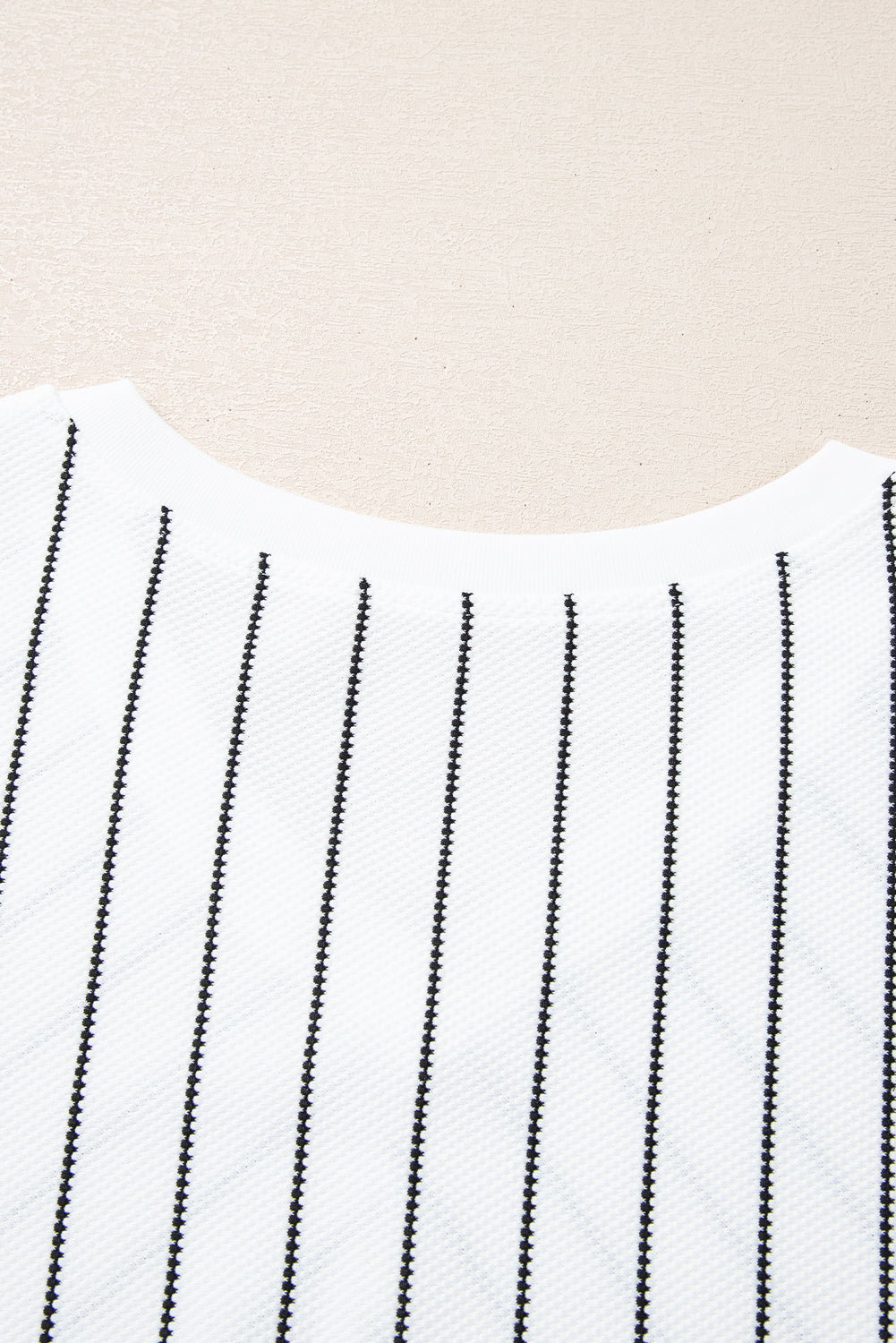White and Black Striped V-Neck Long Sleeve Casual Top - Image 5