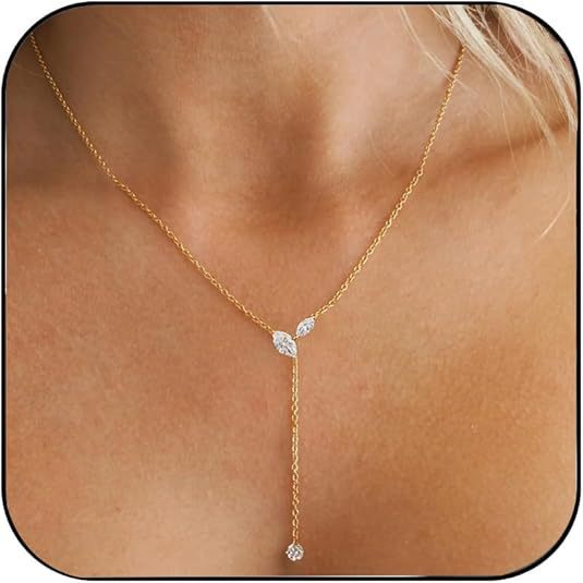 European And American Cross-Border New Fashion Zircon Pendant Chain-Style Pendant Necklace Simple European Commuter Style Women's Jewelry