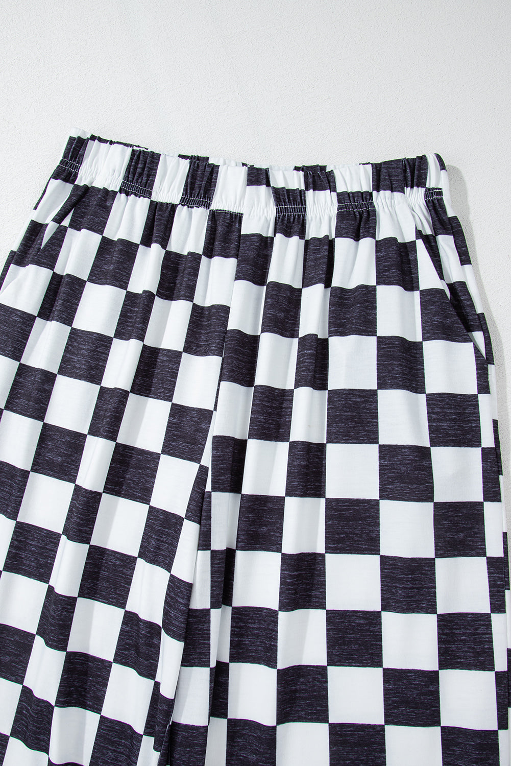 Checker High Waist Wide Leg Pants