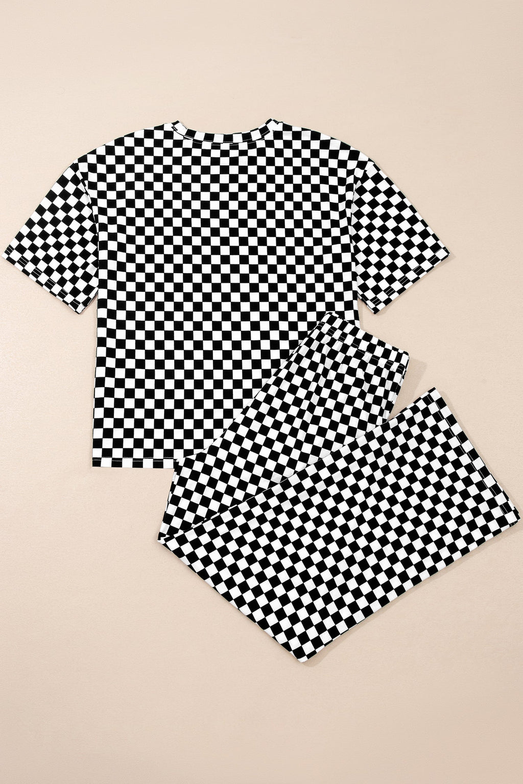Checkerboard Short Sleeve Tee & Wide Leg Lounge Set