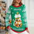 Women's Jacquard Christmas Cartoon Kitten Embroidered Sweater