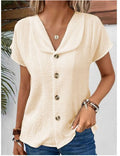 Women's Short-Sleeve Button-Front Collared Summer Cardigan Top