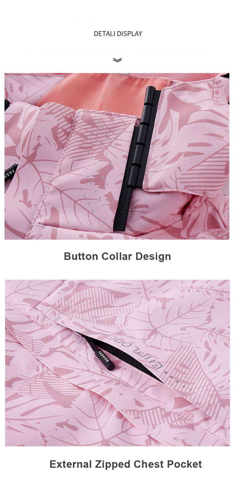 Women's Tropical Leaf Print Lightweight Windproof Hooded Jacket - Image 22