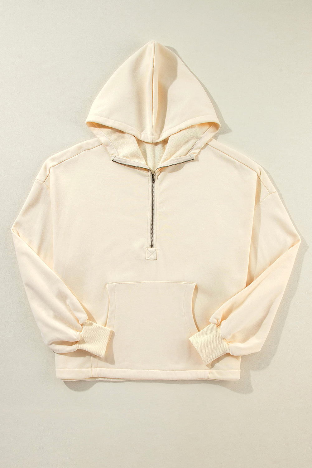 Orange Half Zipper Hoodie with Kangaroo Pockets | Drop Shoulder