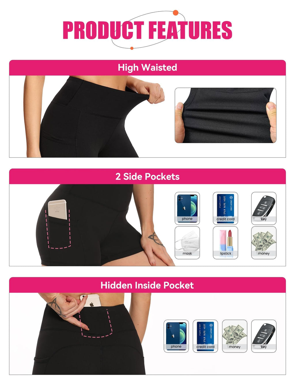 High Waisted Yoga Leggings 3 Pack – Tie-Dye Starry Sky Workout Pants