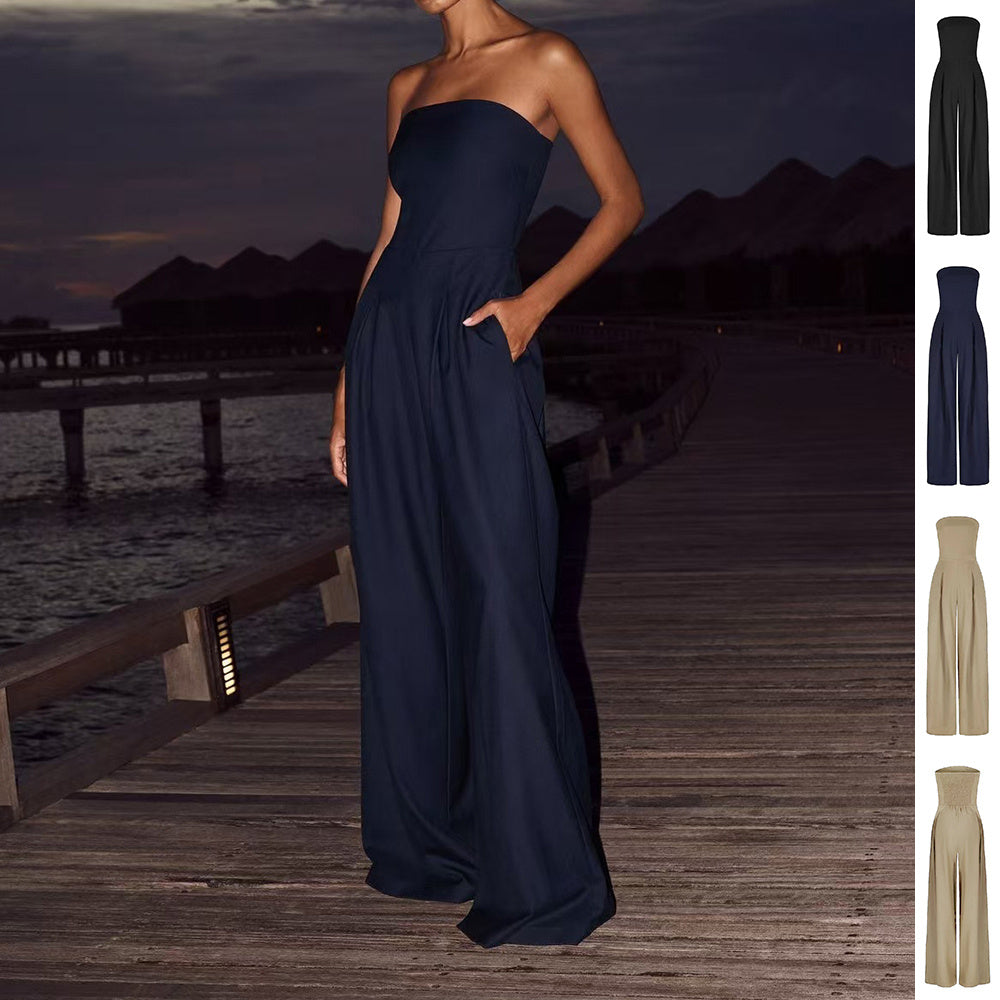 Women's Strapless Wide-Leg Jumpsuit