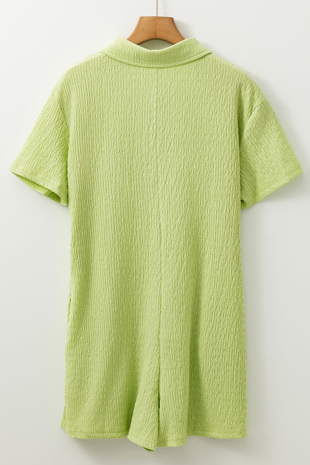 Textured Short Sleeve Patch Pocket Romper