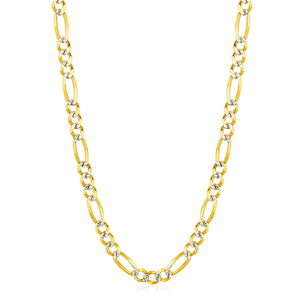 6.0mm 14K Yellow Gold Solid Pave Figaro Chain