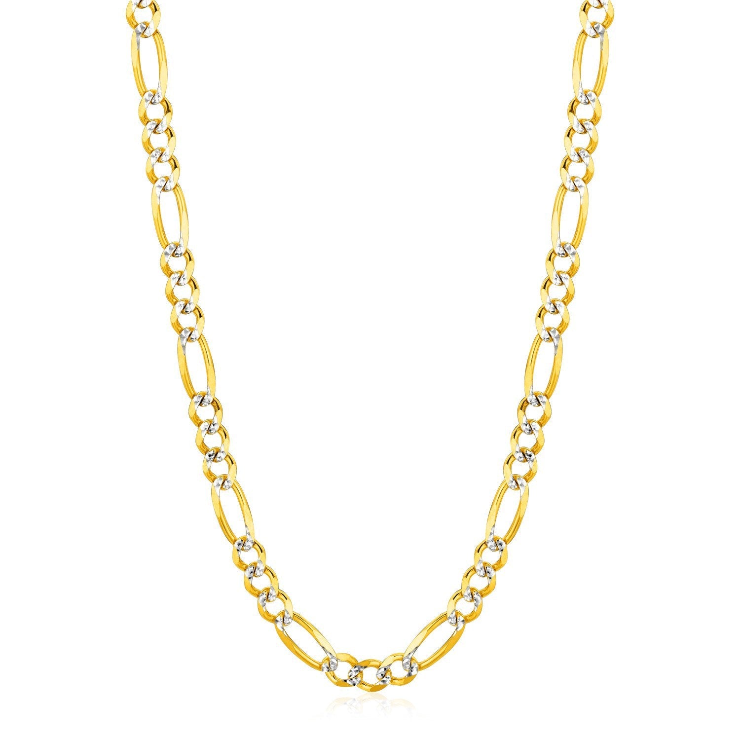 6.0mm 14K Yellow Gold Solid Pave Figaro Chain